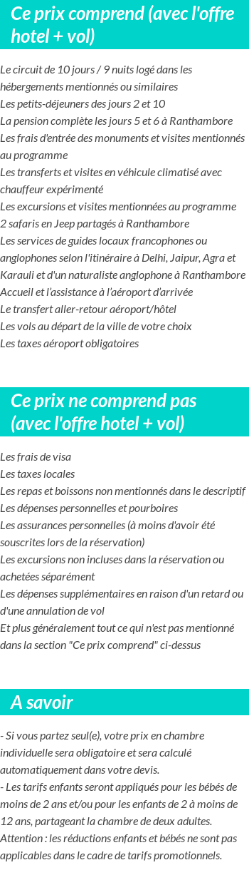 Conditions tarifaires