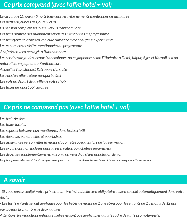 Conditions tarifaires