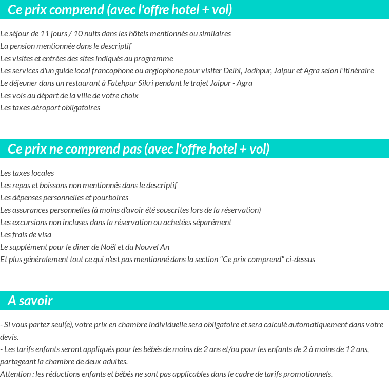 Conditions tarifaires