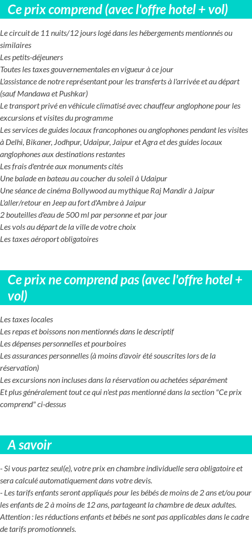Conditions tarifaires
