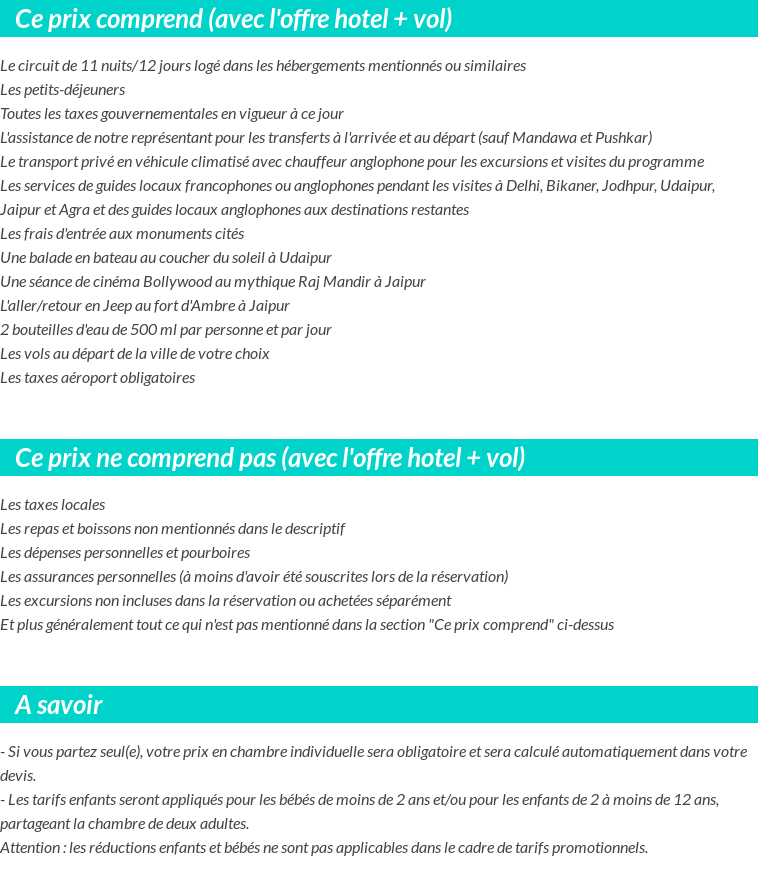 Conditions tarifaires