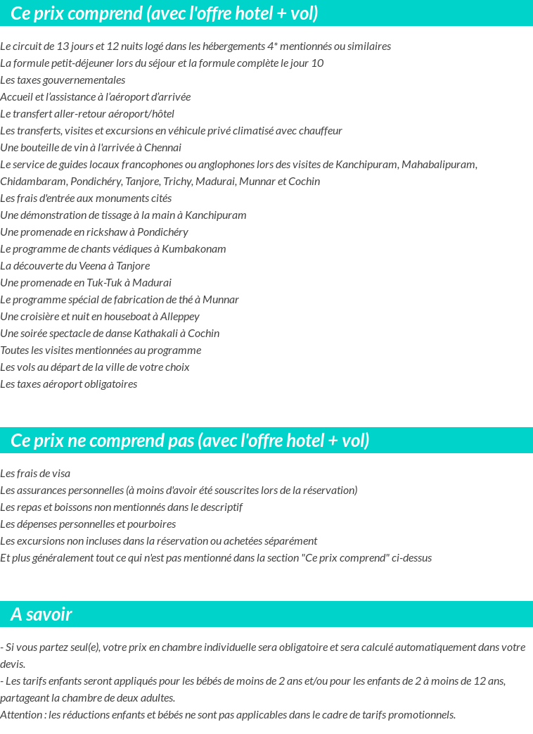 Conditions tarifaires