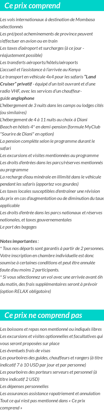 Conditions tarifaires