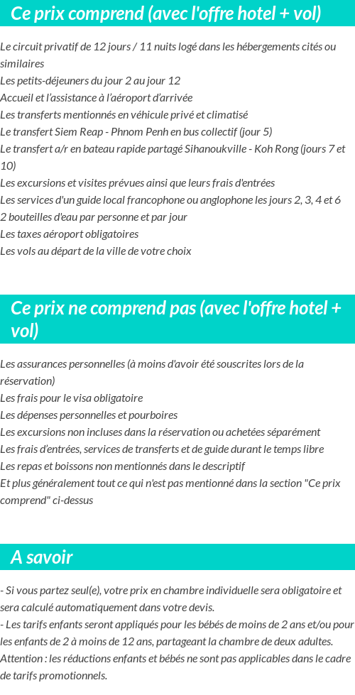 Conditions tarifaires