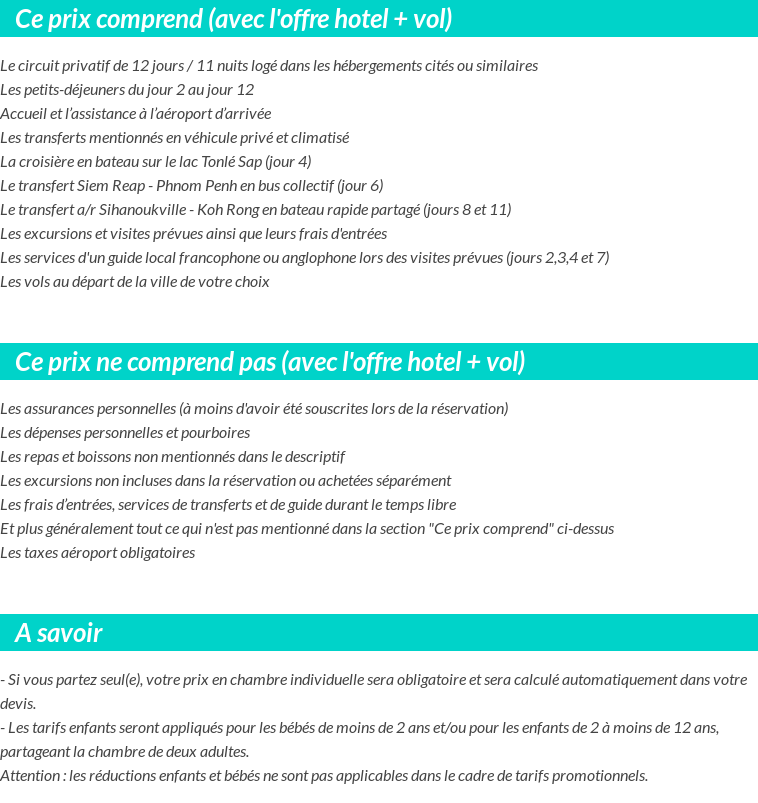 Conditions tarifaires