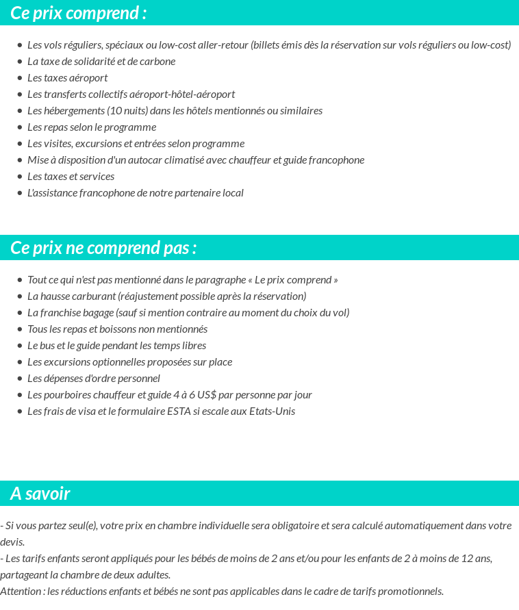 Conditions tarifaires