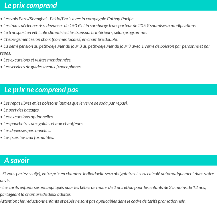 Conditions tarifaires