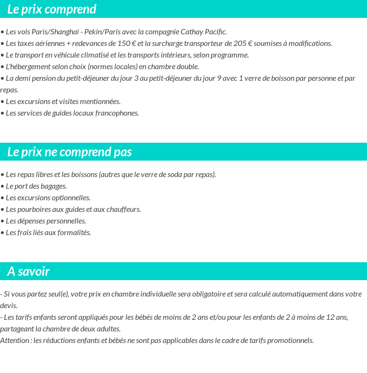 Conditions tarifaires