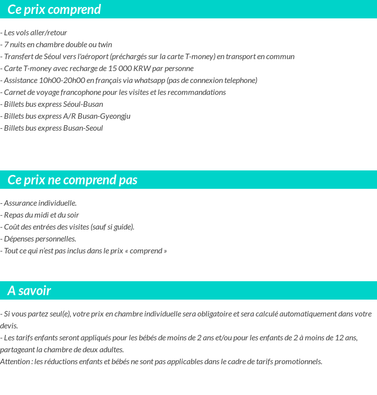 Conditions tarifaires