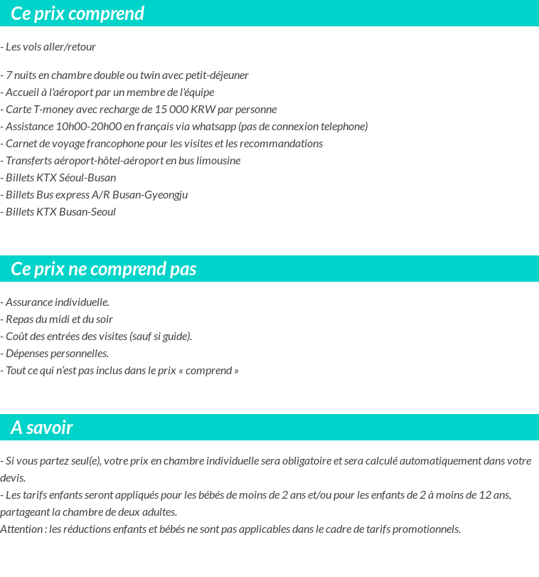 Conditions tarifaires