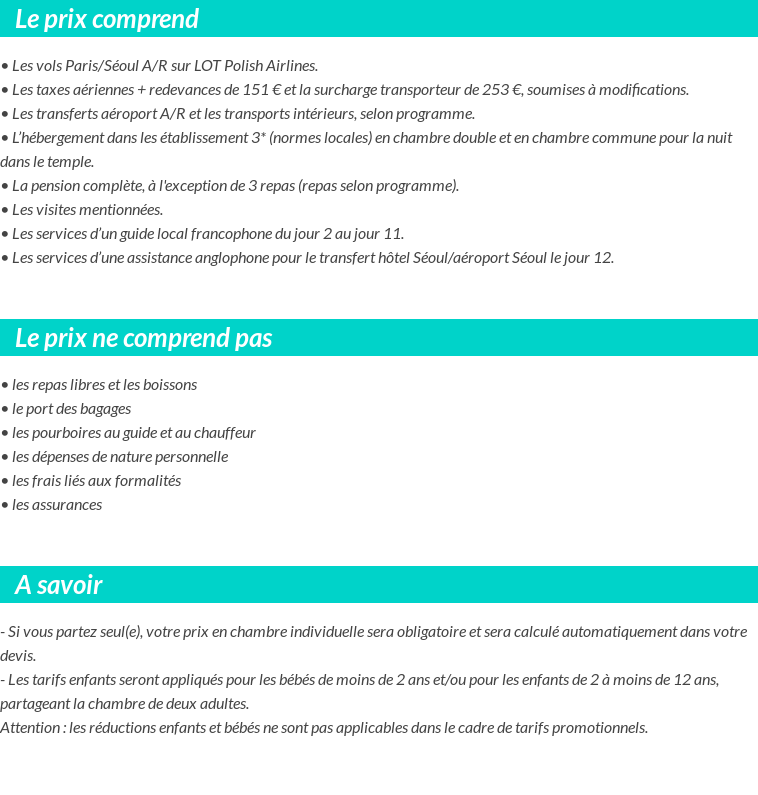 Conditions tarifaires