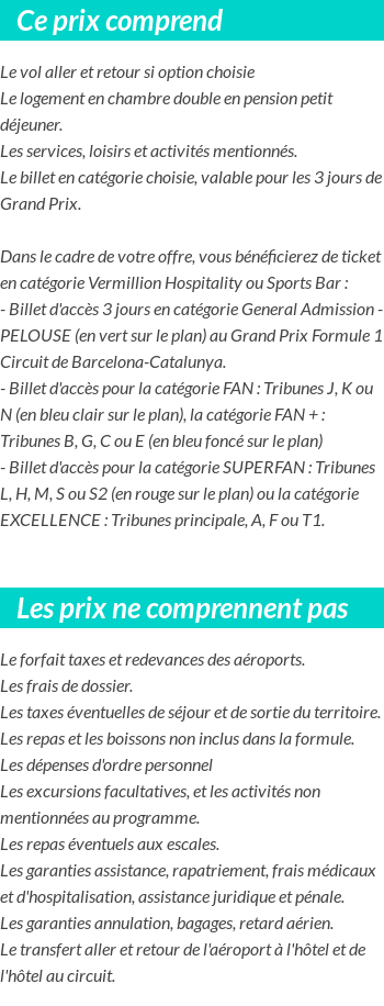 Conditions tarifaires