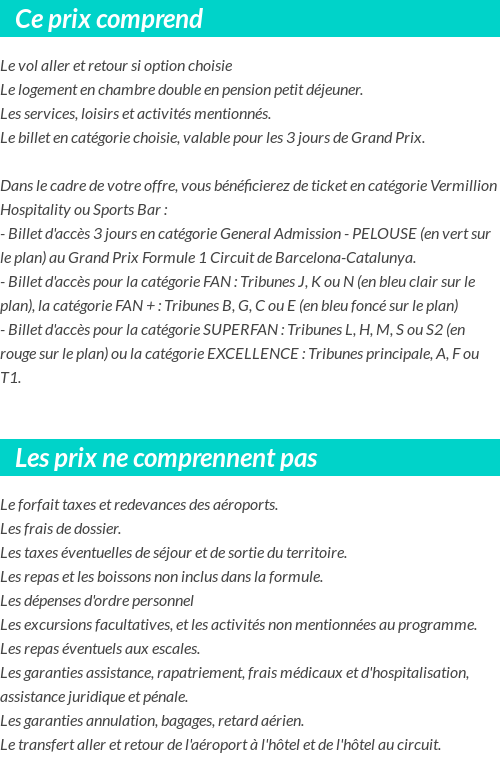 Conditions tarifaires