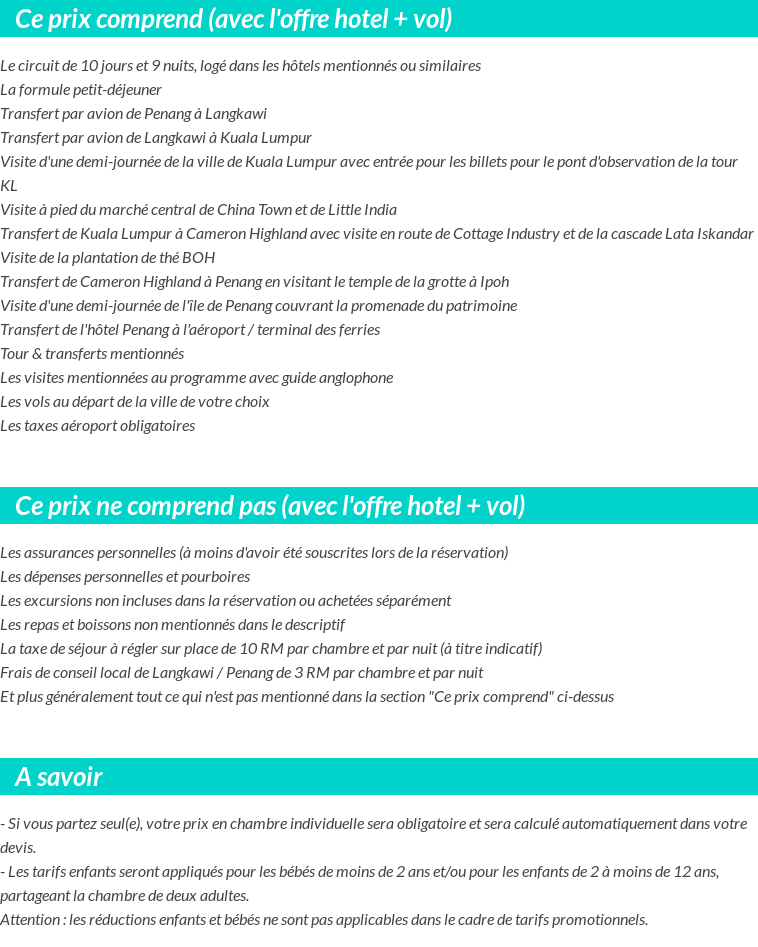 Conditions tarifaires