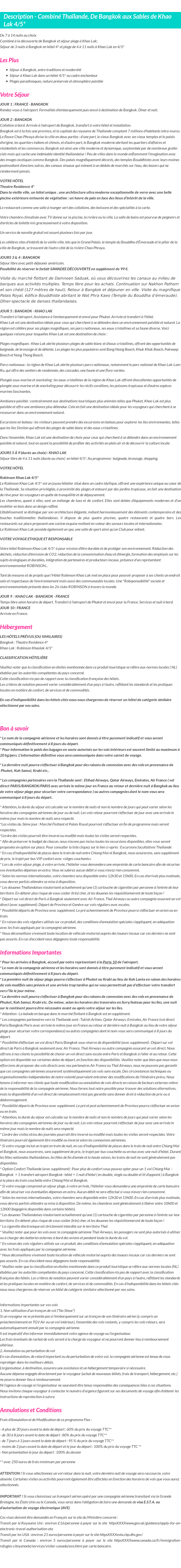 Détails du séjour