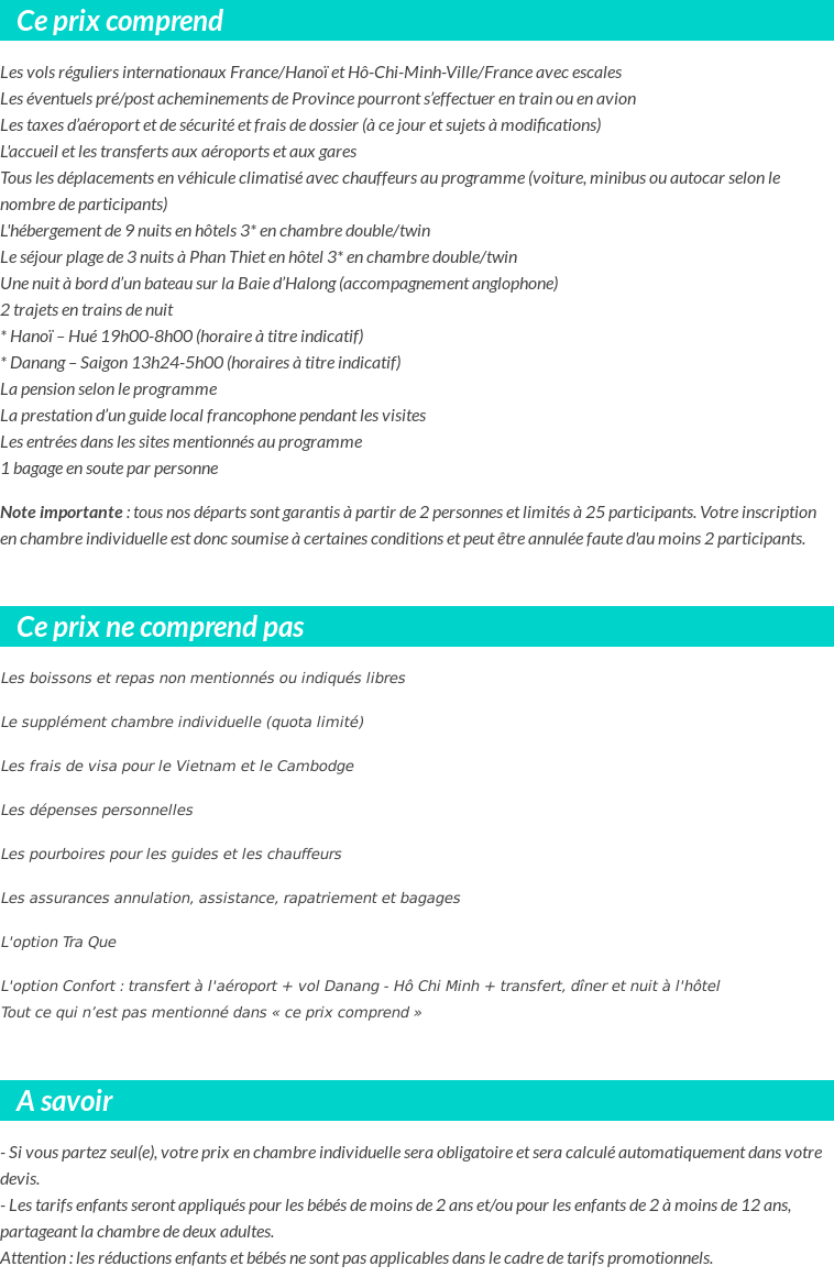 Conditions tarifaires