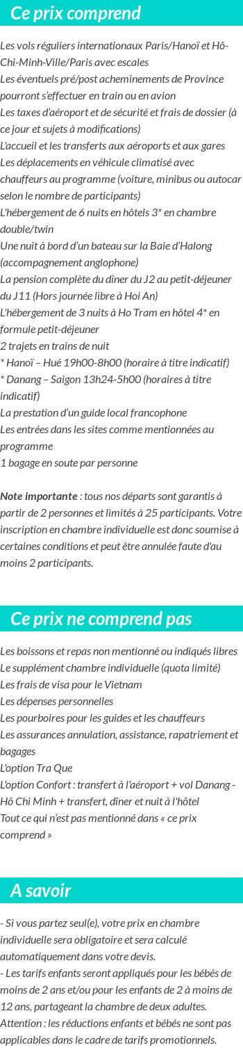 Conditions tarifaires