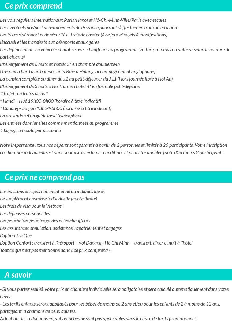 Conditions tarifaires