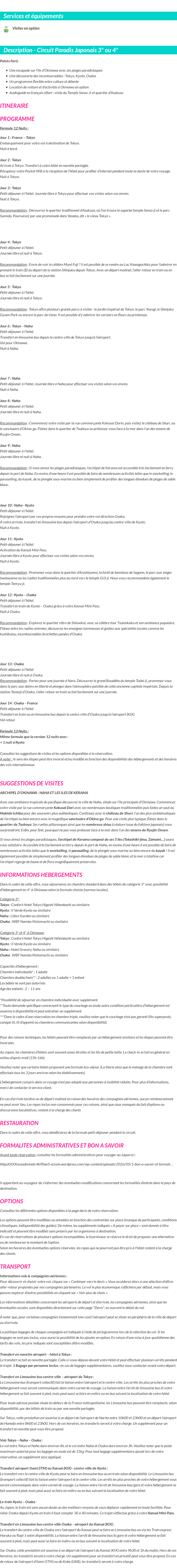 Détails du séjour