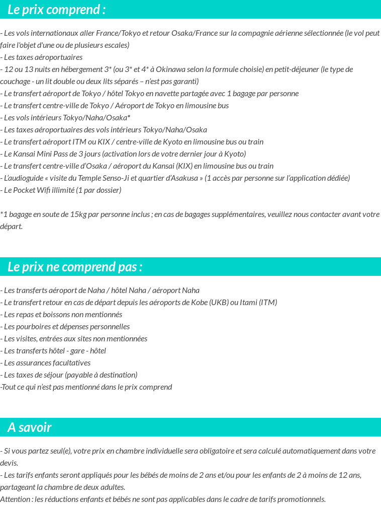 Conditions tarifaires