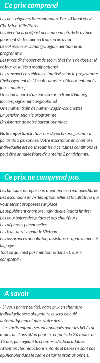 Conditions tarifaires