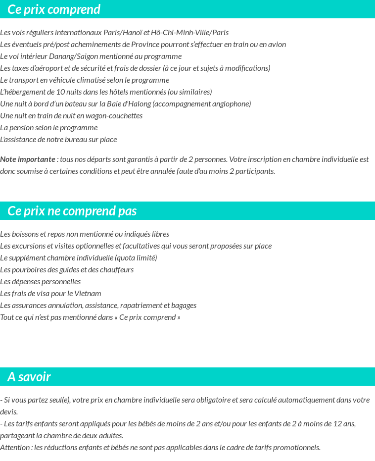 Conditions tarifaires