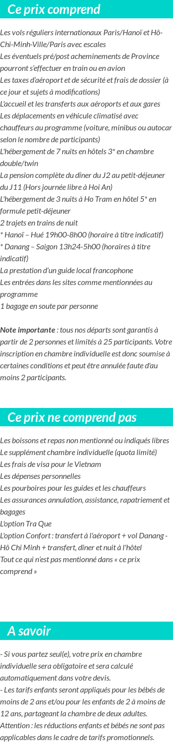 Conditions tarifaires