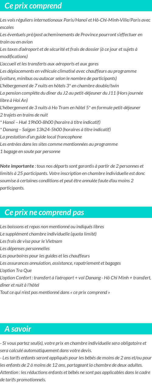 Conditions tarifaires