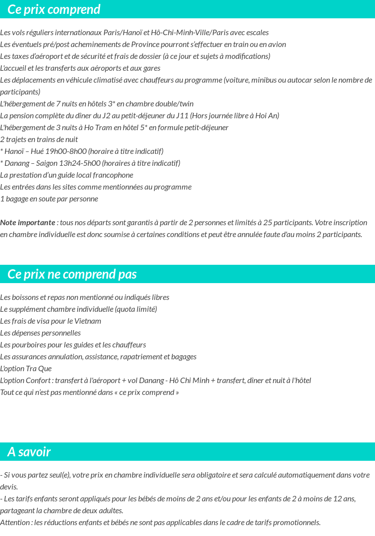 Conditions tarifaires