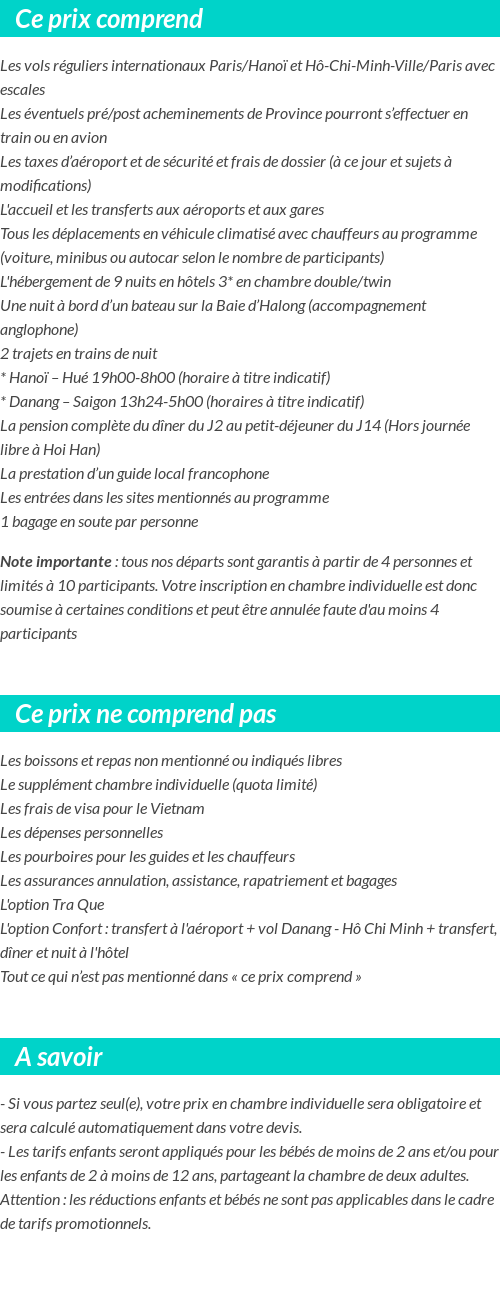 Conditions tarifaires