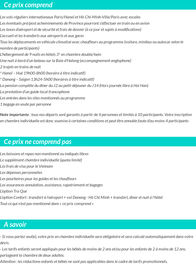 Conditions tarifaires