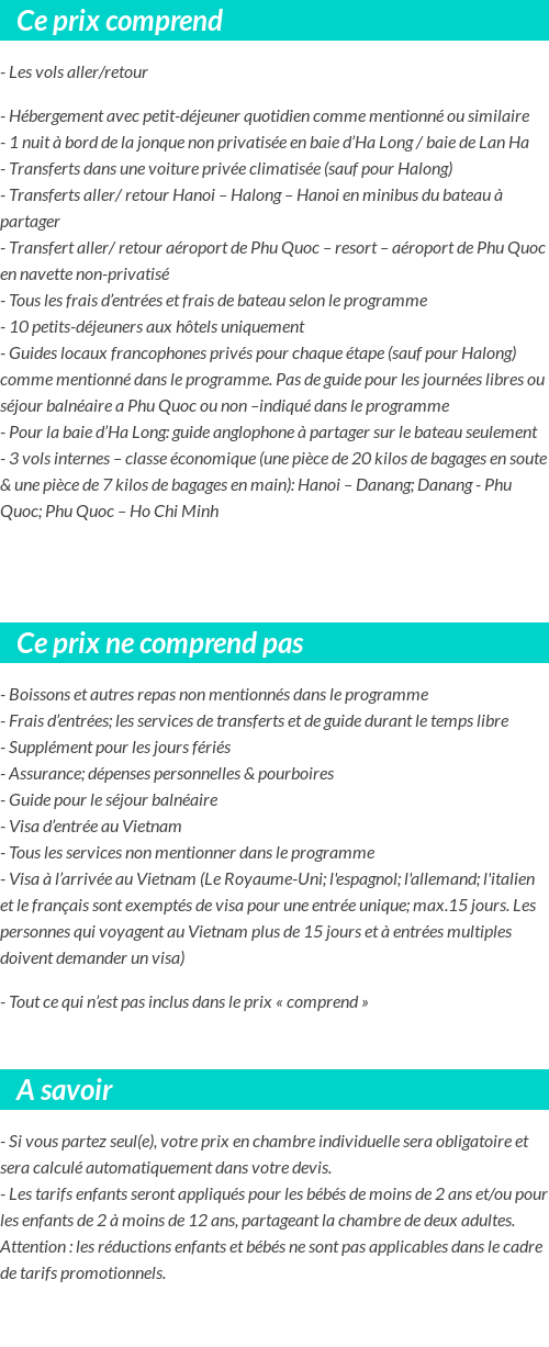 Conditions tarifaires