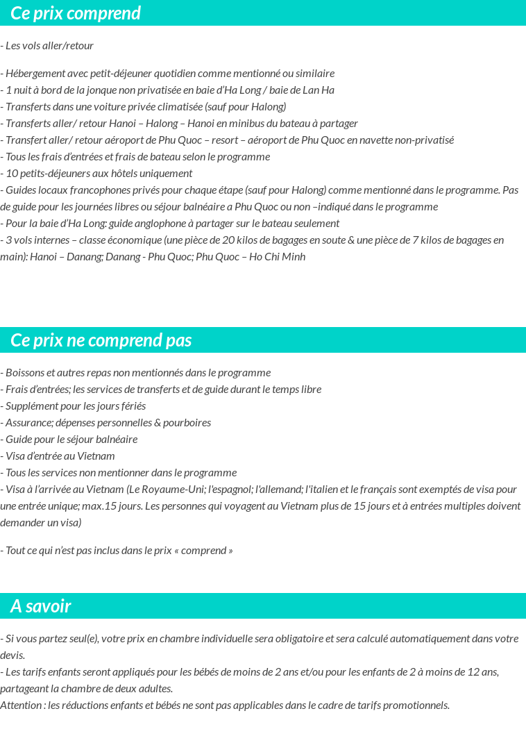 Conditions tarifaires