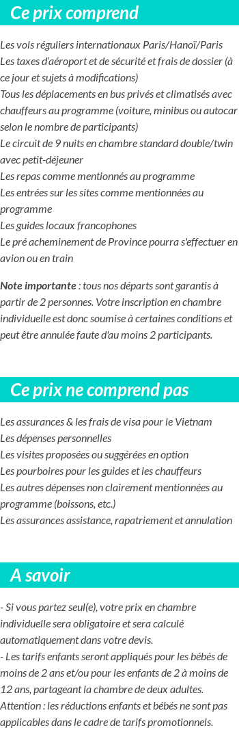 Conditions tarifaires