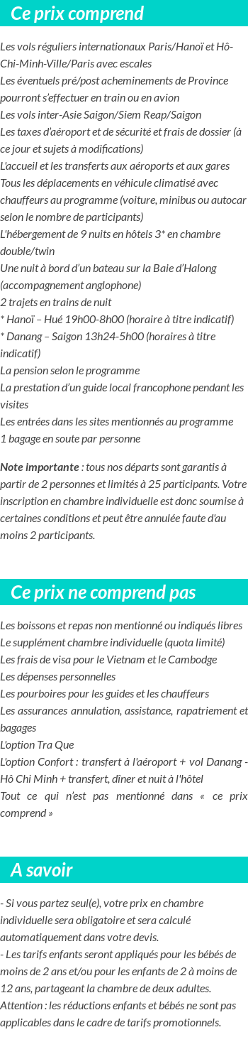 Conditions tarifaires