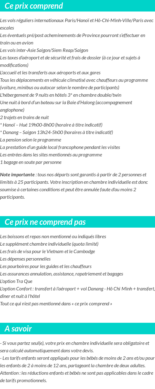 Conditions tarifaires