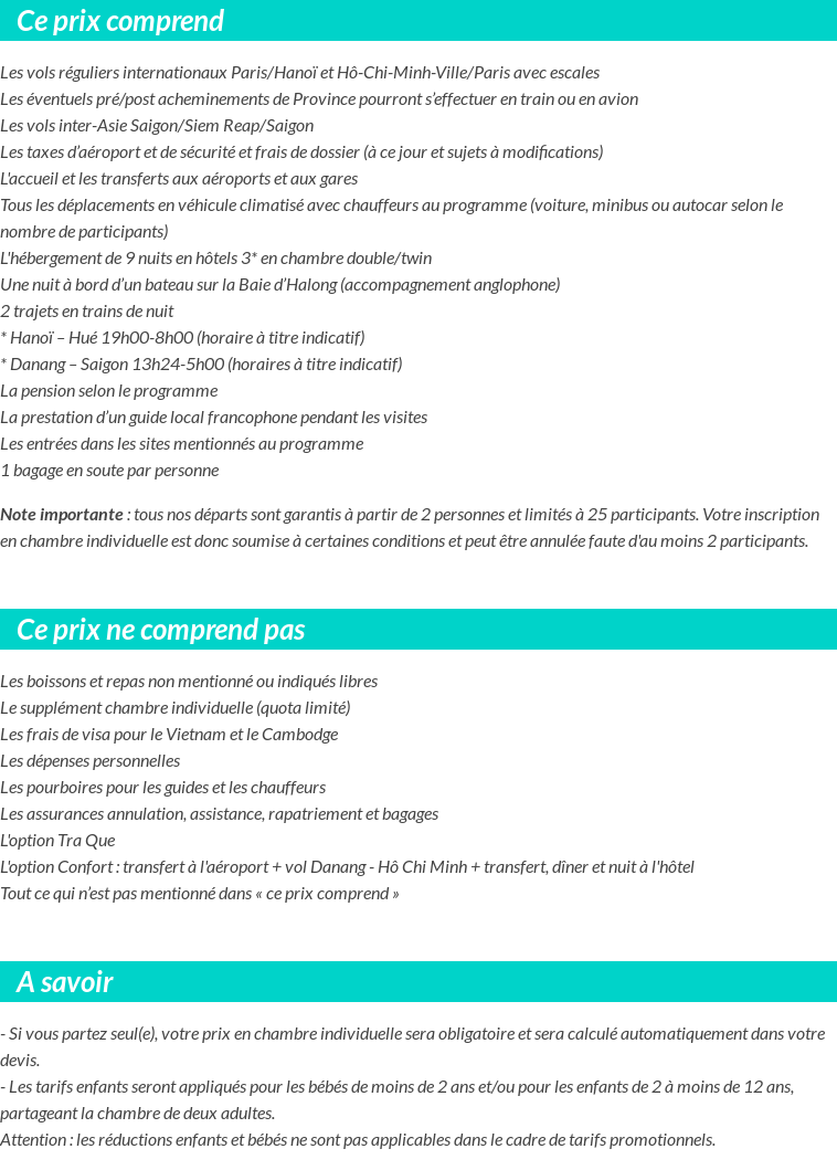 Conditions tarifaires