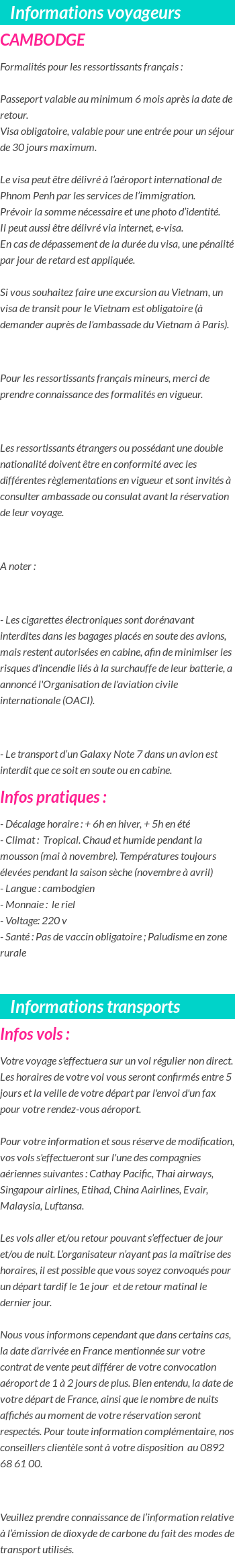Formalités et infos voyageurs
