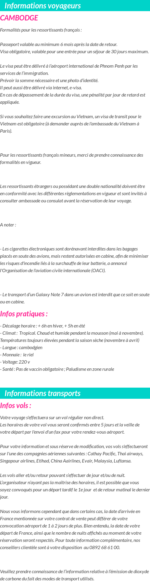 Formalités et infos voyageurs