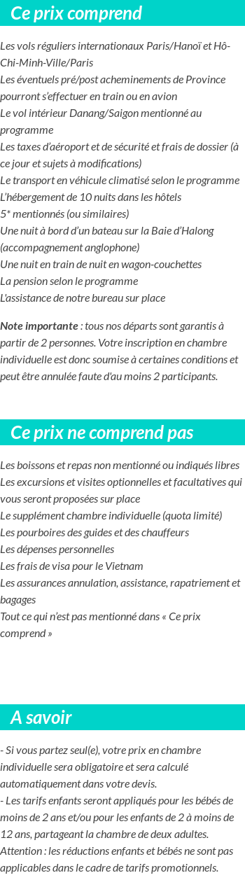 Conditions tarifaires