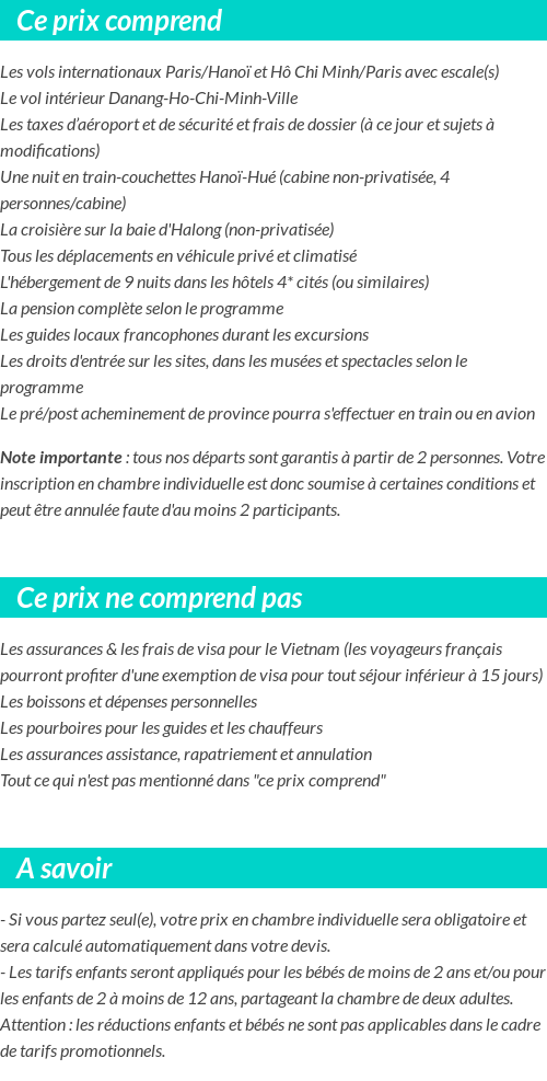 Conditions tarifaires