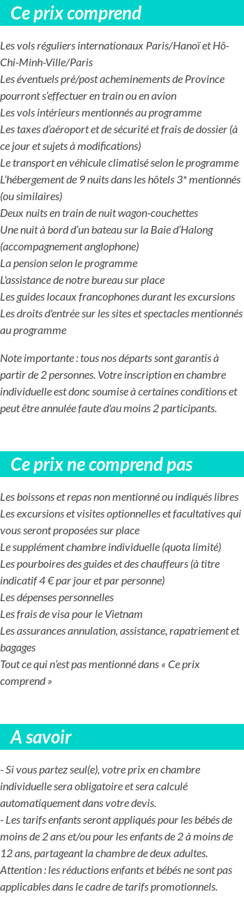 Conditions tarifaires