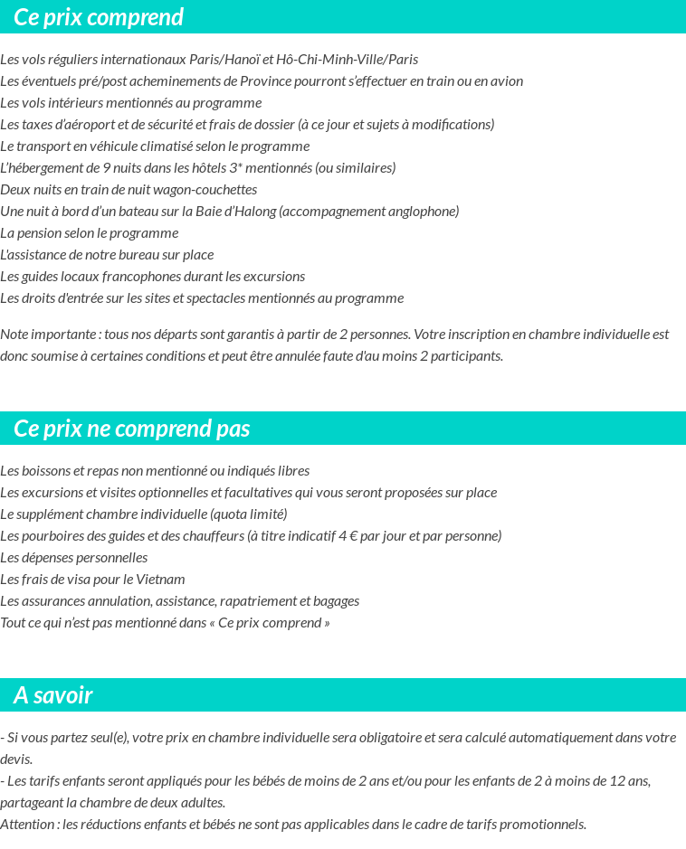 Conditions tarifaires