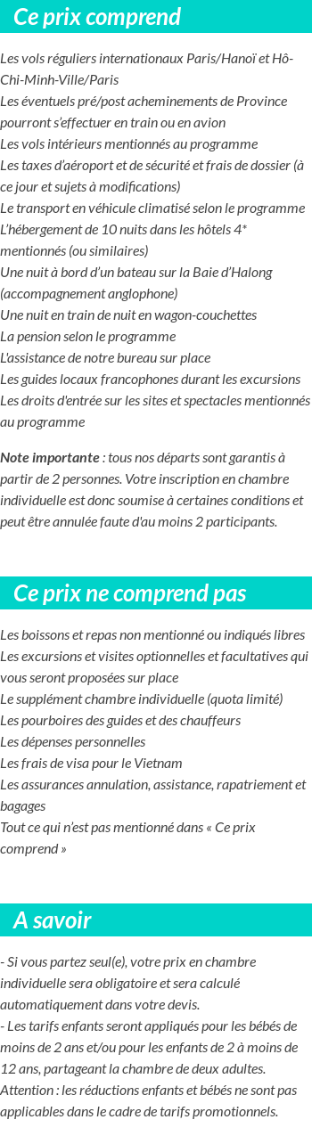 Conditions tarifaires