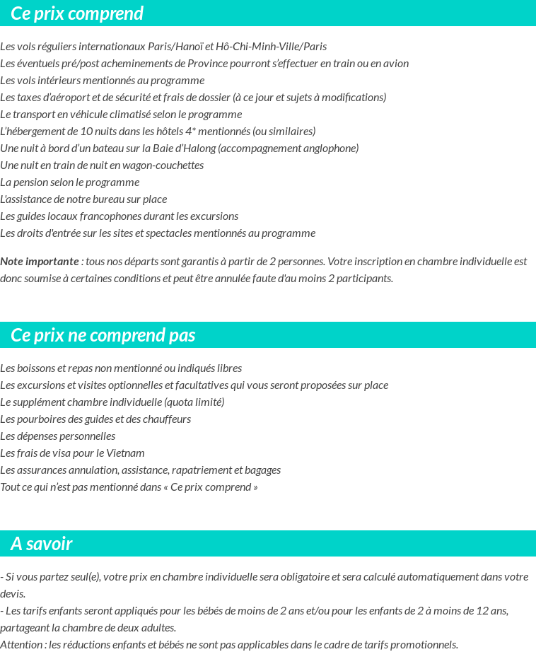 Conditions tarifaires