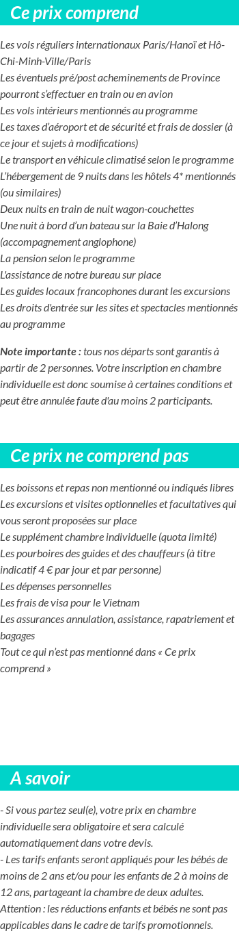 Conditions tarifaires