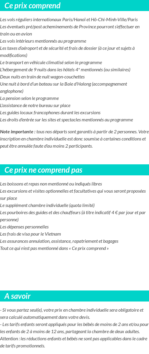 Conditions tarifaires