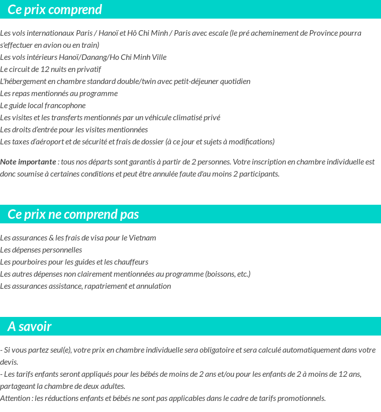 Conditions tarifaires