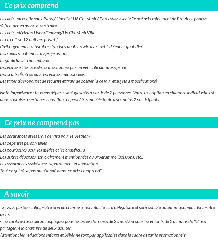 Conditions tarifaires