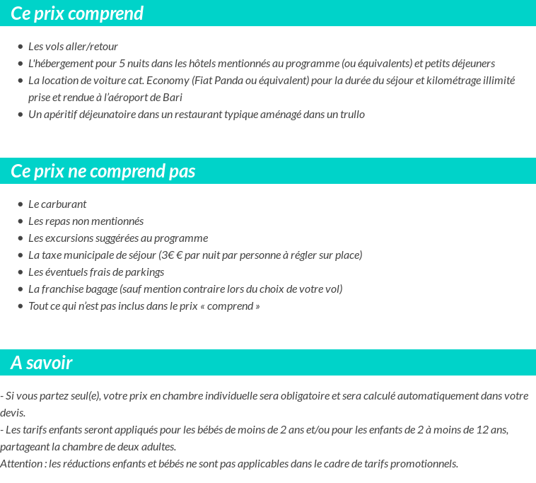 Conditions tarifaires
